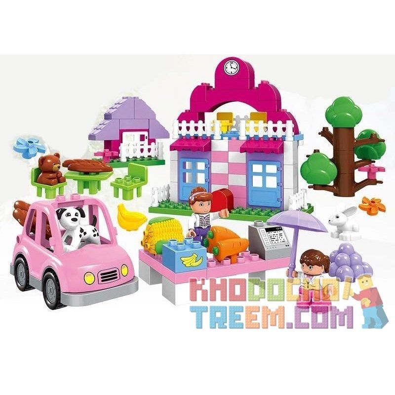 HuiMei Star City Xing Dou Cheng HM065 Xếp hình kiểu LEGO Duplo Pink Supermarket Siêu Thị Màu Hồng 95 khối HuiMei Star City Xing Dou Cheng HM065 Xếp hình kiểu LEGO Duplo Pink Supermarket Siêu Thị Màu Hồng 95 khối