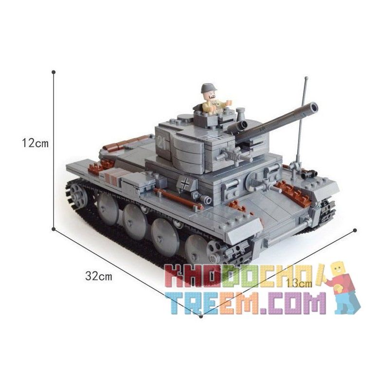 Kazi KY82009 82009 non  XE TĂNG ĐỨC CON BÁO 2 bộ đồ chơi xếp lắp ráp ghép mô hình Century Military CENTURY MILITARY PZKPFW-II Quân Đội Thế Kỷ 868 khối