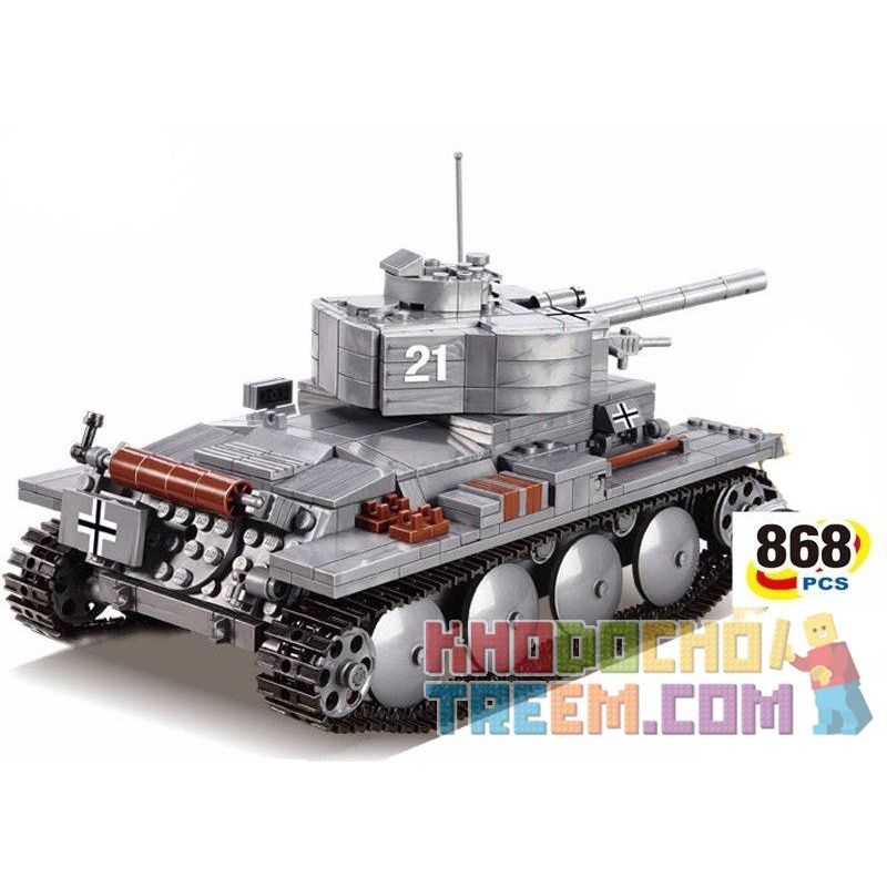 Kazi KY82009 82009 non  XE TĂNG ĐỨC CON BÁO 2 bộ đồ chơi xếp lắp ráp ghép mô hình Century Military CENTURY MILITARY PZKPFW-II Quân Đội Thế Kỷ 868 khối