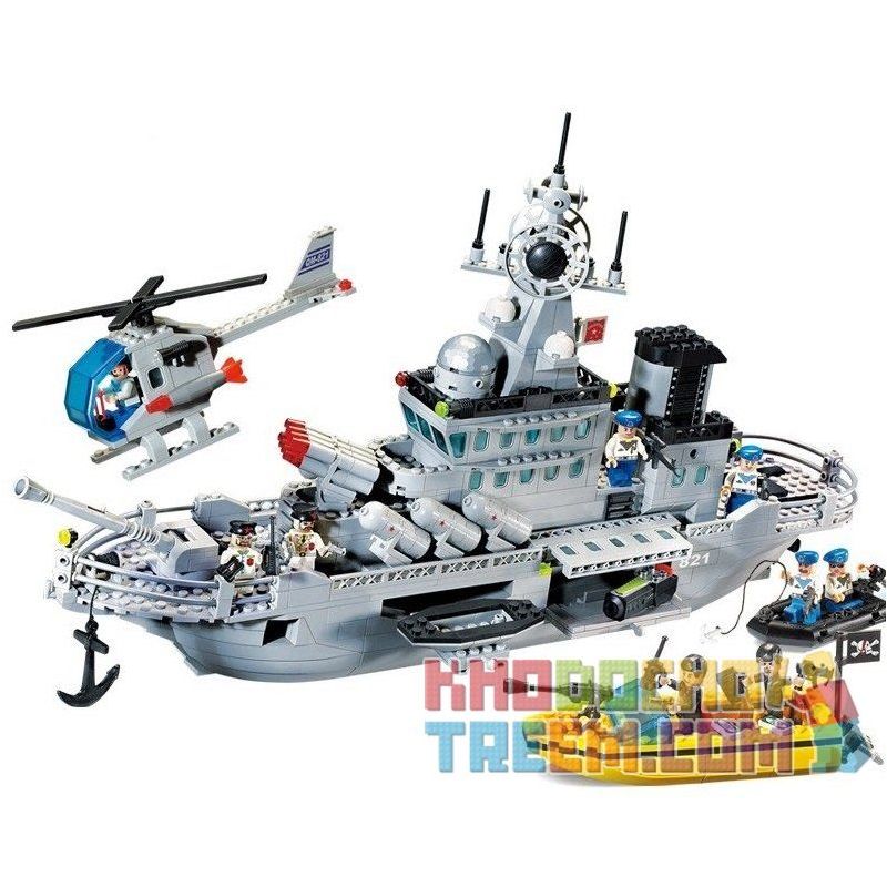 Enlighten 821 Qman 821 Xếp hình kiểu Lego MILITARY ARMY CombatZones Missile Cruiser Tàu Tên Lửa Tuần Dương Phối Hợp Trực Thăng C