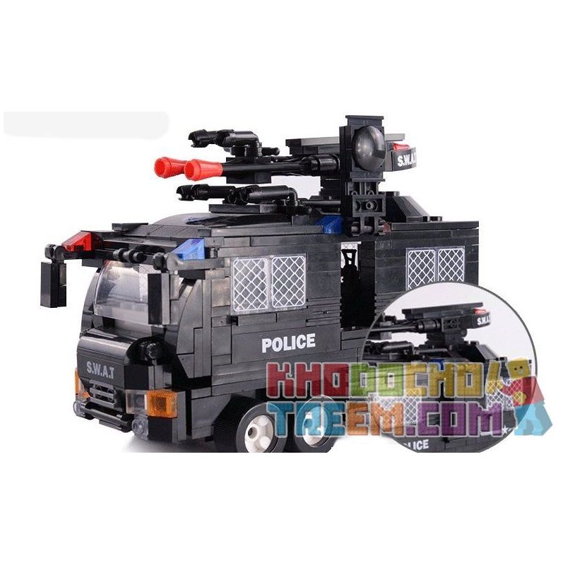 WOMA C0532 0532 Xếp hình kiểu  SWAT SPECIAL FORCE SWAT Team Force Trực Thăng Phối Hợp Xe Chở Lính đặc Nhiệm 593 khối