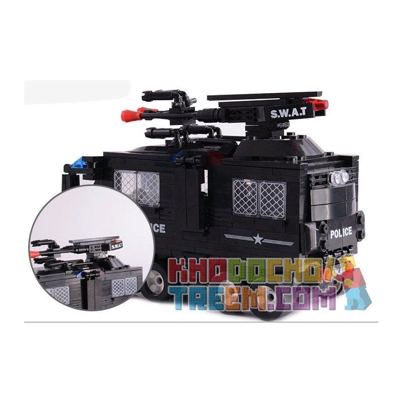 WOMA C0532 0532 Xếp hình kiểu  SWAT SPECIAL FORCE SWAT Team Force Trực Thăng Phối Hợp Xe Chở Lính đặc Nhiệm 593 khối