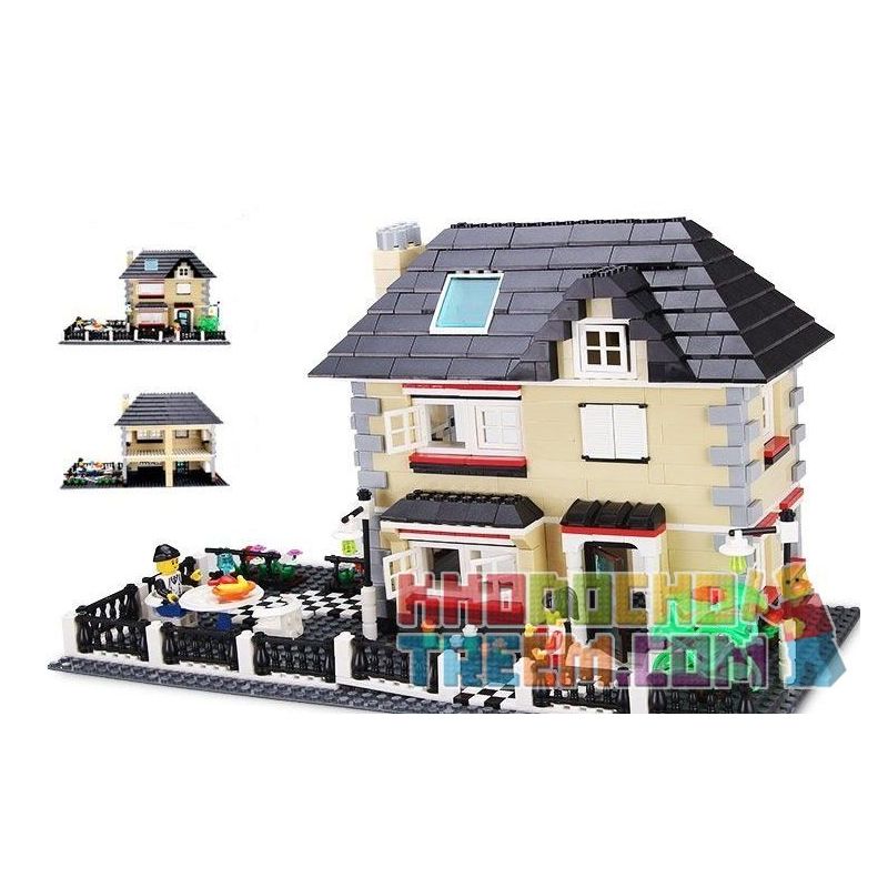 WANGE DR.LUCK 34051 non  BIỆT THỰ CÓ BÀN ĂN NGOÀI TRỜI bộ đồ chơi xếp lắp ráp ghép mô hình City CITYINN Thành Phố 909 khối