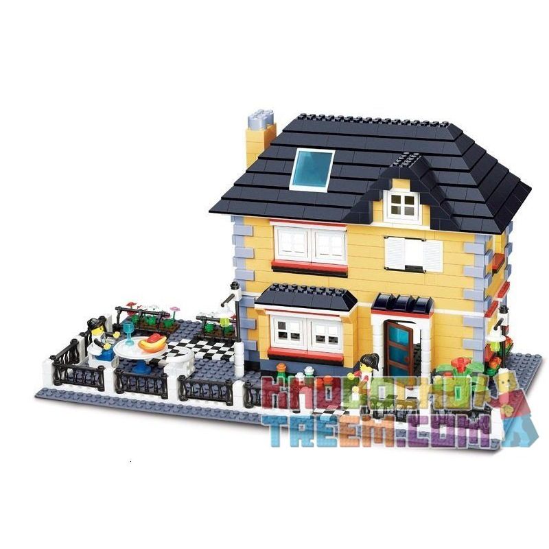 WANGE DR.LUCK 34051 non Lego BIỆT THỰ CÓ BÀN ĂN NGOÀI TRỜI bộ đồ chơi xếp lắp ráp ghép mô hình City CITYINN Thành Phố 909 khối