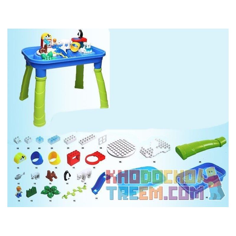 HYSTOYS HONGYUANSHENG AOLEDUOTOYS HG-1475 1475 HG1475 Xếp hình kiểu    Polar Zoo Vườn Thú Bắc Cực Lớn Có Bàn 40 khối