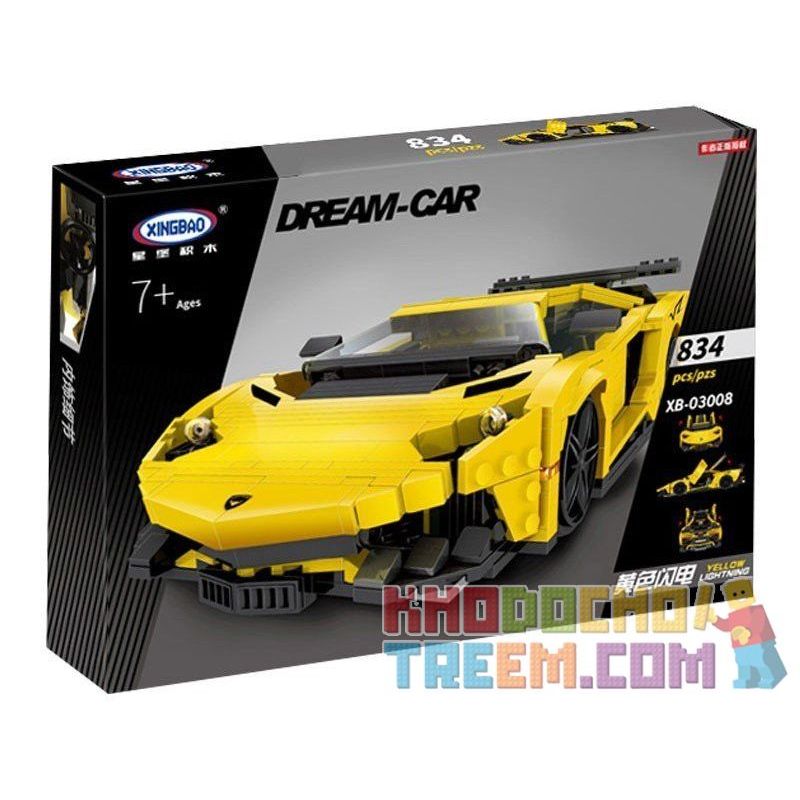 XINGBAO XB-03008 03008 XB03008 non  SIÊU XE Ô TÔ bộ đồ chơi xếp lắp ráp ghép mô hình Creator YELLOW LIGHTNING Sáng Tạo 834 khối XINGBAO XB-03008 03008 XB03008 non  SIÊU XE Ô TÔ bộ đồ chơi xếp lắp ráp ghép mô hình Creator YELLOW LIGHTNING Sáng Tạo 834 khối