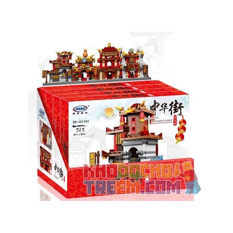 XINGBAO XB-01101 01101 XB01101 non  TIỆM THUỐC KHÁCH ĐIẾM TRANG SỨC LÒ RÈN bộ đồ chơi xếp lắp ráp ghép mô hình Mini Modular ZHONG HUA STREET Đường Phố Thu Nhỏ 1393 khối