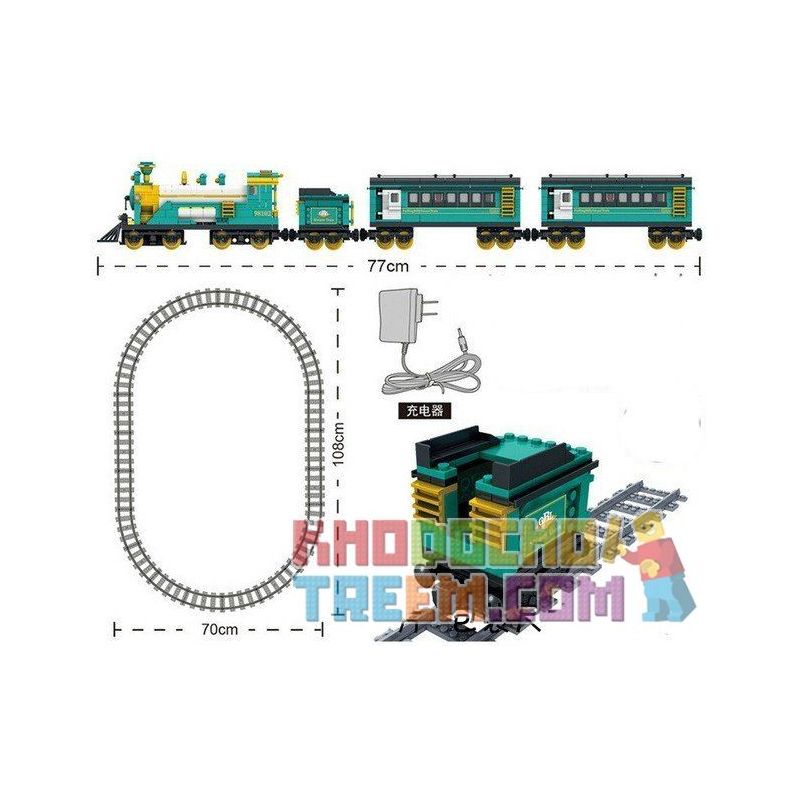 Kazi KY98102 98102 KY98225 98225 non  TÀU HỎA HƠI NƯỚC CHỞ KHÁCH CÓ RAY ĐỘNG CƠ PIN SẠC bộ đồ chơi xếp lắp ráp ghép mô hình Trains PUFFINGBILLY STERMTRAIN 851 khối