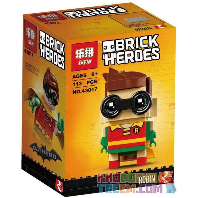 NOT Lego ROBIN 41587 JISI 6820 Bela Lari 10764 LEPIN 43017 LOZ 1422 xếp lắp ráp ghép mô hình SIÊU ANH HÙNG ROBIN Brickheadz Nhân Vật Đầu To 101 khối