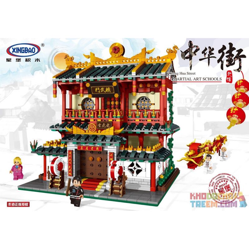 XINGBAO XB-01004 01004 XB01004 non  VÕ ĐƯỜNG bộ đồ chơi xếp lắp ráp ghép mô hình Chinatown CHINA TOWN MARTIAL SCHOOLS Khu Phố Tàu 2882 khối