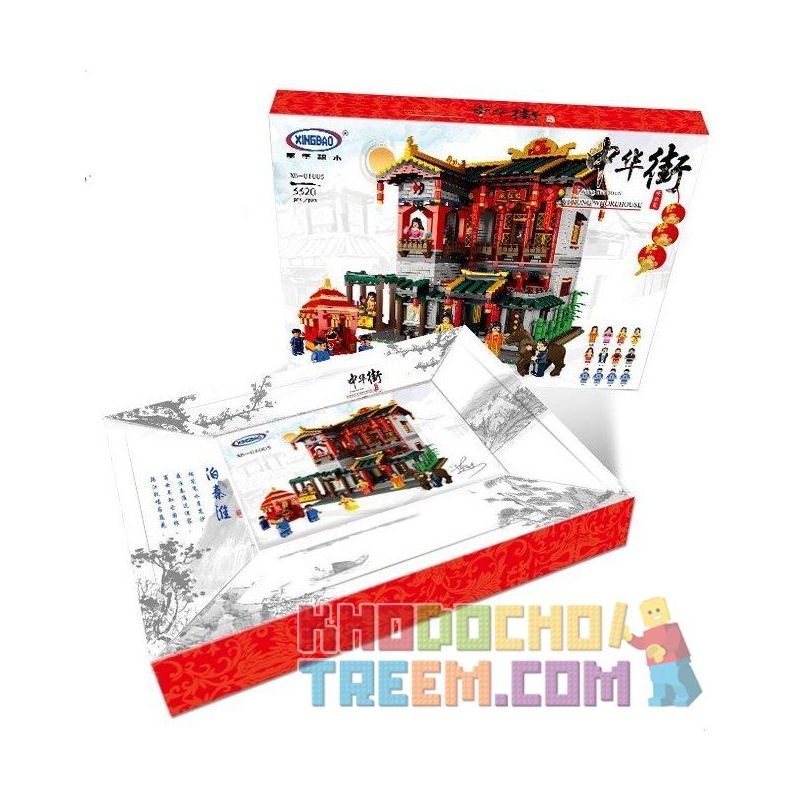 XINGBAO XB-01003 01003 XB01003 non  KỸ VIỆN LẦU XANH bộ đồ chơi xếp lắp ráp ghép mô hình Chinatown CHINA TOWN YIHONG BROTHEL Khu Phố Tàu 3320 khối
