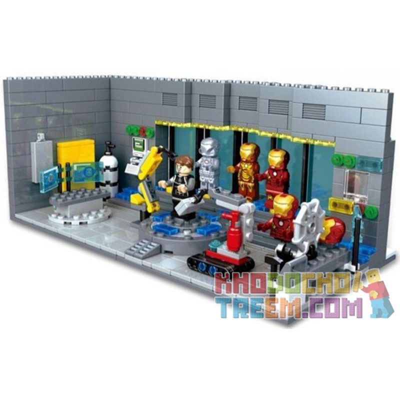 SHENG YUAN SY SY305 non Lego PHÒNG CHỨA GIÁP CỦA NGƯỜI SẮT bộ đồ chơi xếp lắp ráp ghép mô hình Super Heroes IRON MAN LAB Siêu Nhân Anh Hùng 503 khối