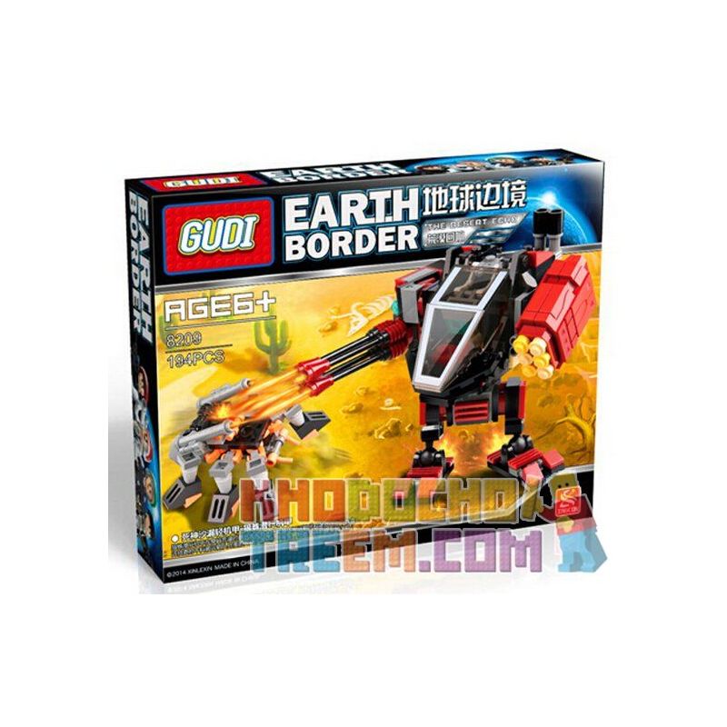 GUDI 8209 Xếp hình kiểu Lego EARTH BORDER Earth Frontier Desert Echoes Reaper Hourglass Light Mech, Tarantula Sneak Mech Rô Bốt Chiến đấu Nhỏ 1 Người Ngồi 194 khối