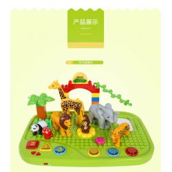 JUN DA LONG TOYS JDLT 5278A Xếp hình kiểu    IQ Whole Brain Enlightenment Sở Thú Có Bàn Phát Nhạc 47 khối