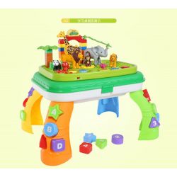 JUN DA LONG TOYS JDLT 5278A Xếp hình kiểu    IQ Whole Brain Enlightenment Sở Thú Có Bàn Phát Nhạc 47 khối