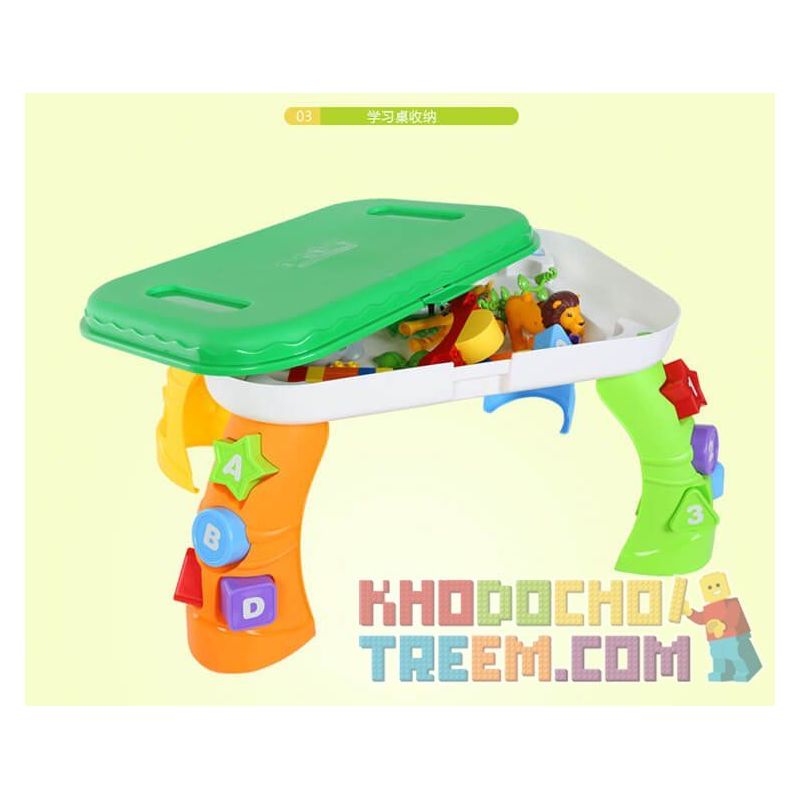 JUN DA LONG TOYS JDLT 5278A Xếp hình kiểu    IQ Whole Brain Enlightenment Sở Thú Có Bàn Phát Nhạc 47 khối