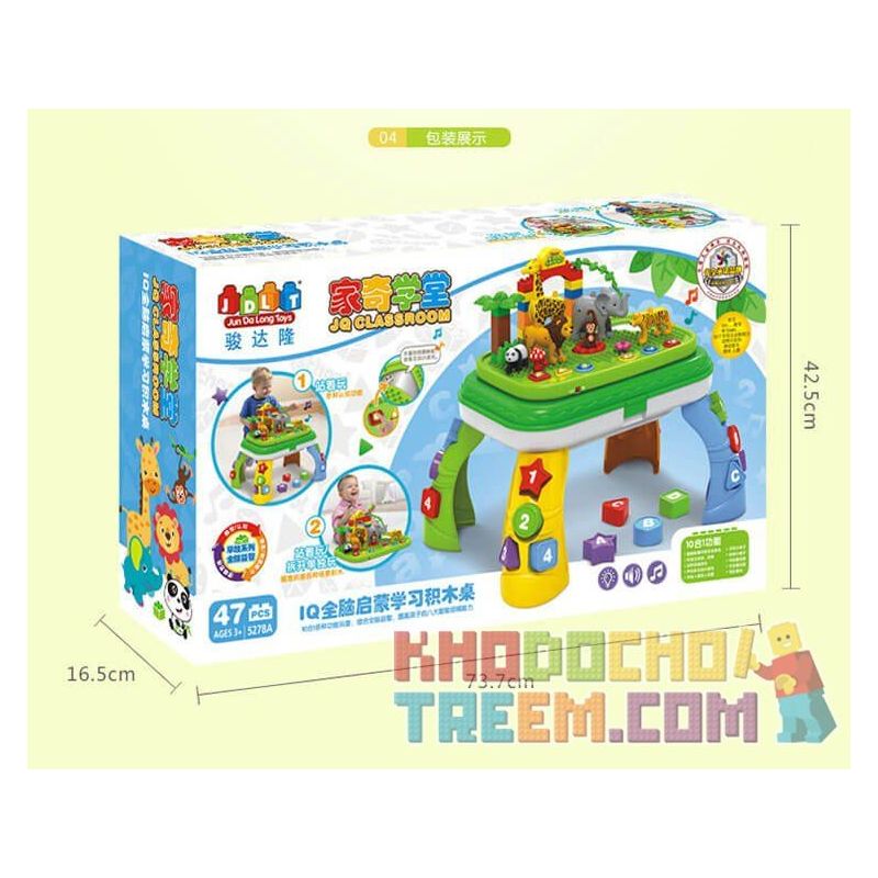 JUN DA LONG TOYS JDLT 5278A Xếp hình kiểu    IQ Whole Brain Enlightenment Sở Thú Có Bàn Phát Nhạc 47 khối