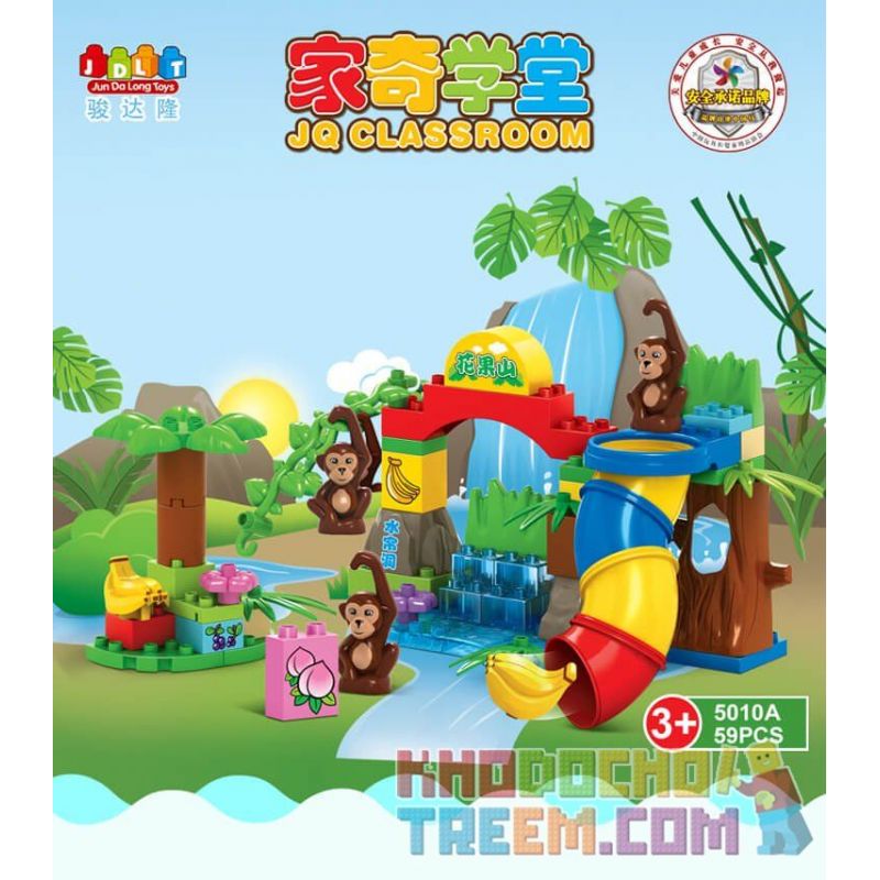 JUN DA LONG TOYS JDLT 5010A Xếp hình kiểu    Crowded Monkey Zoo Sở Thú Vui Nhộn Của Khỉ 59 khối