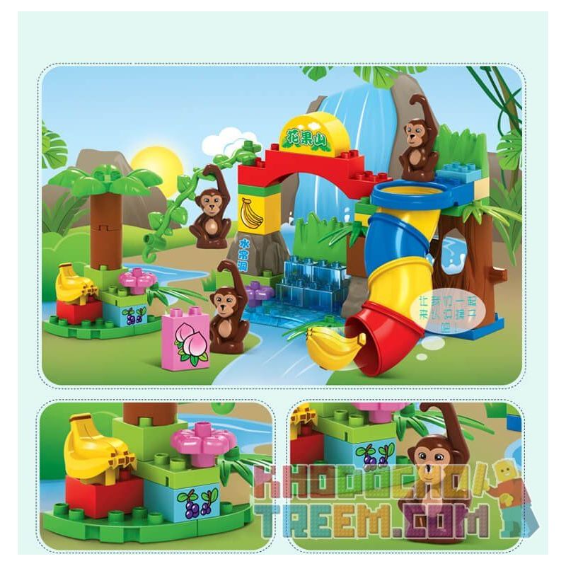JUN DA LONG TOYS JDLT 5010A Xếp hình kiểu    Crowded Monkey Zoo Sở Thú Vui Nhộn Của Khỉ 59 khối