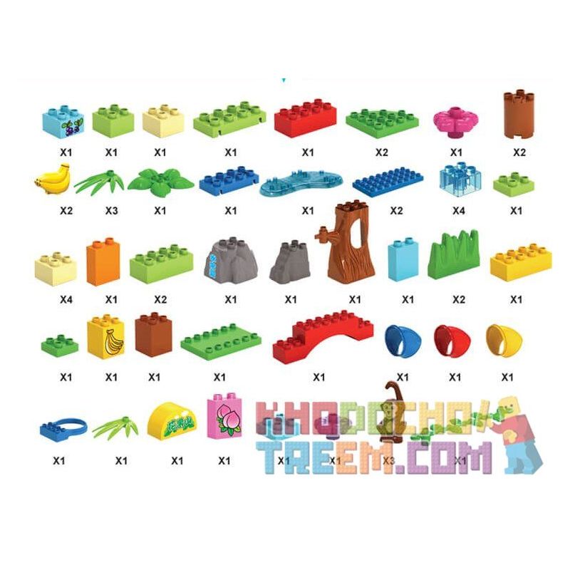 JUN DA LONG TOYS JDLT 5010A Xếp hình kiểu    Crowded Monkey Zoo Sở Thú Vui Nhộn Của Khỉ 59 khối