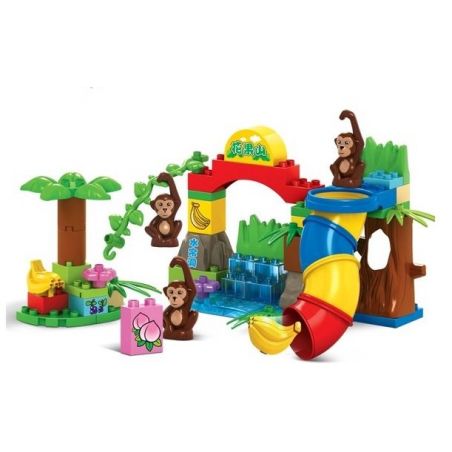 JUN DA LONG TOYS JDLT 5010A Xếp hình kiểu    Crowded Monkey Zoo Sở Thú Vui Nhộn Của Khỉ 59 khối