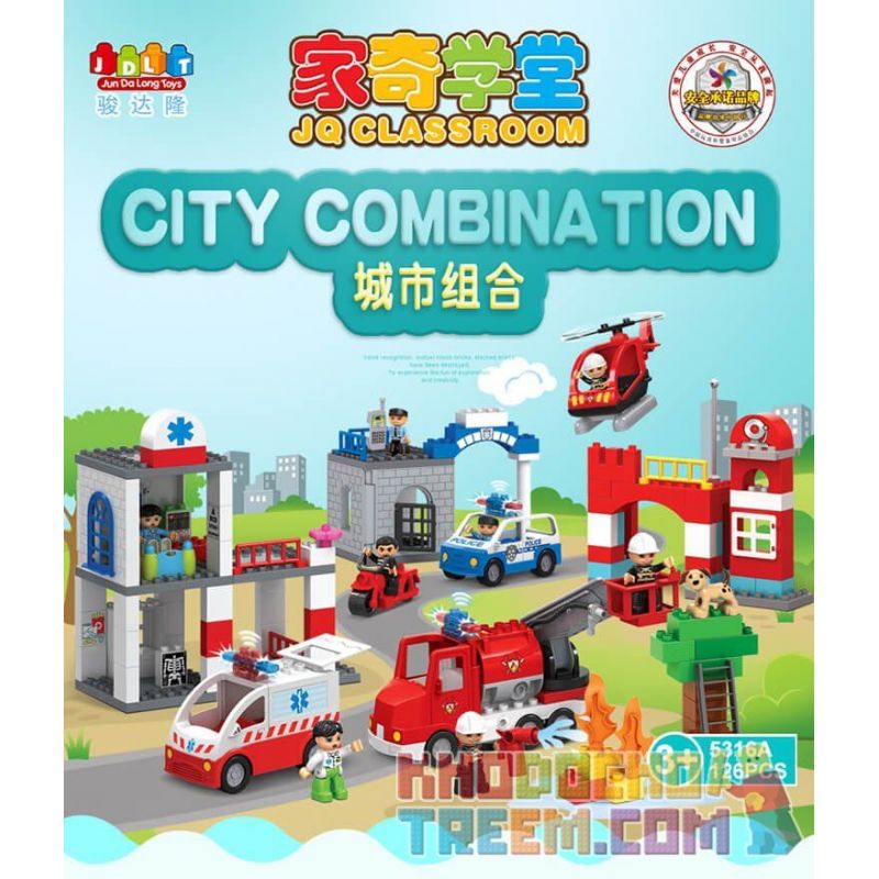 JUN DA LONG TOYS JDLT 5276A Xếp hình kiểu    Fire City Thành Phố Lính Cứu Hỏa 126 khối