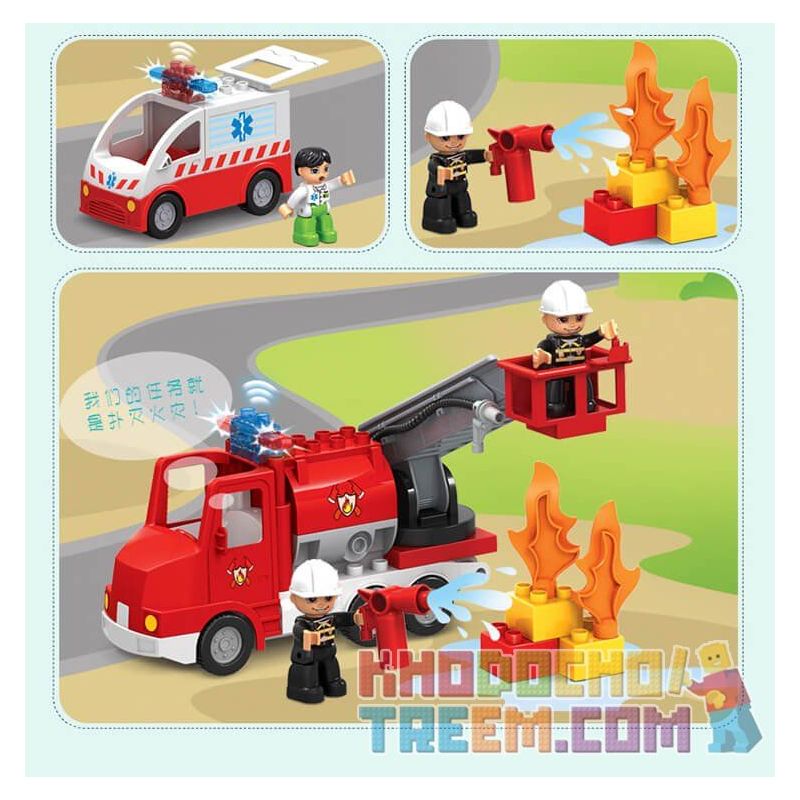 JUN DA LONG TOYS JDLT 5276A Xếp hình kiểu    Fire City Thành Phố Lính Cứu Hỏa 126 khối