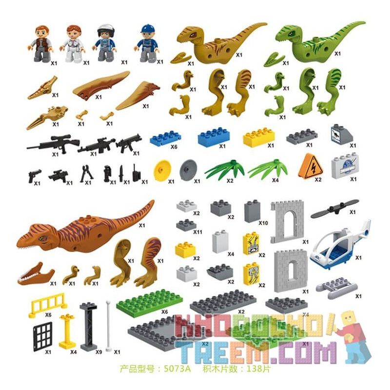JUN DA LONG TOYS JDLT 5073A Xếp hình kiểu    Dinosaur World Lạc Vào Thế Giới Khủng Long 138 khối