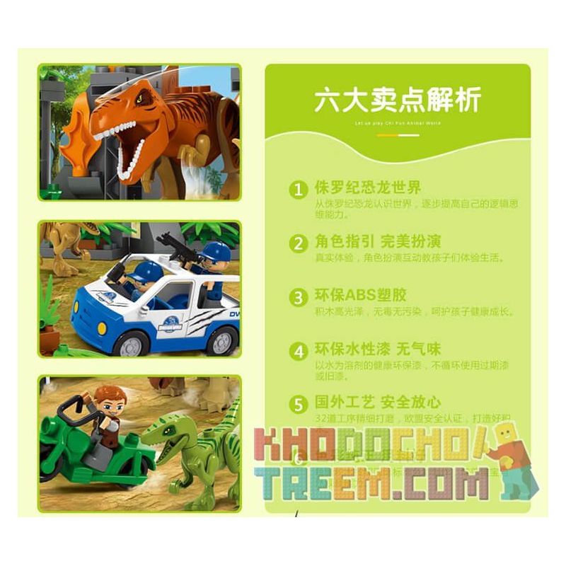 JUN DA LONG TOYS JDLT 5072A Xếp hình kiểu    Dinosaur World Thế Giới Khủng Long 141 khối