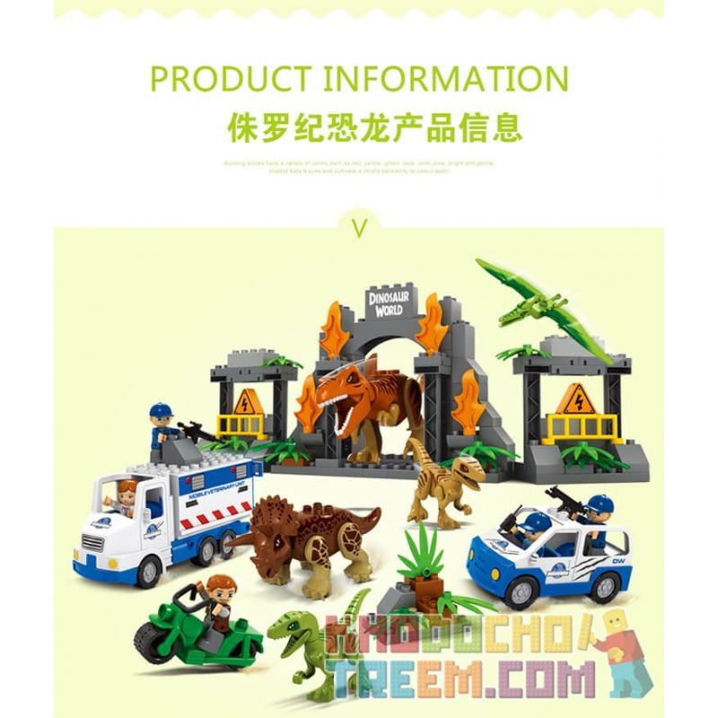 JUN DA LONG TOYS JDLT 5072A Xếp hình kiểu    Dinosaur World Thế Giới Khủng Long 141 khối