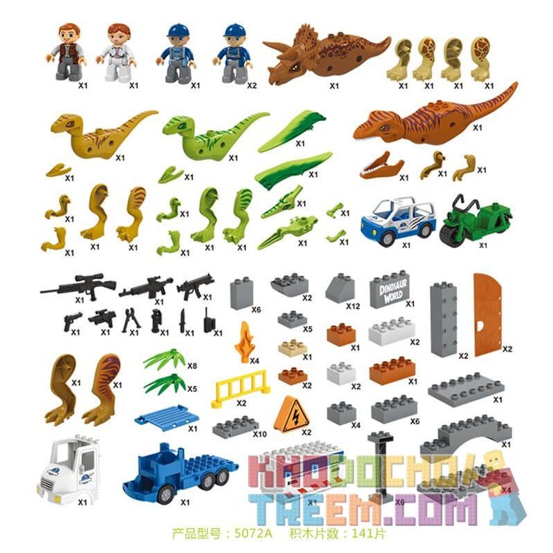 JUN DA LONG TOYS JDLT 5072A Xếp hình kiểu    Dinosaur World Thế Giới Khủng Long 141 khối