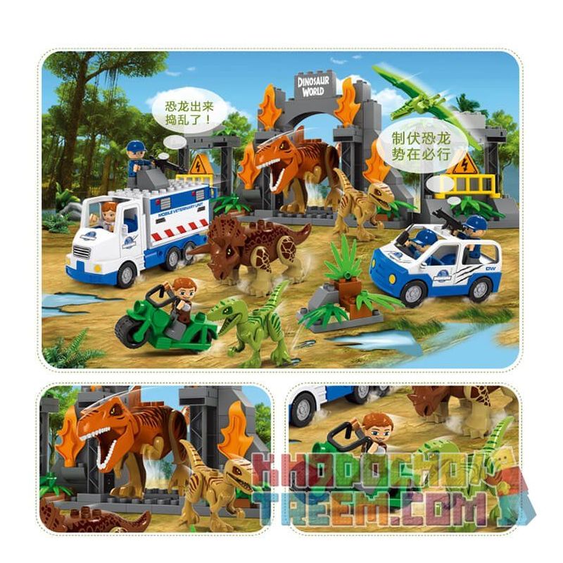 JUN DA LONG TOYS JDLT 5072A Xếp hình kiểu    Dinosaur World Thế Giới Khủng Long 141 khối