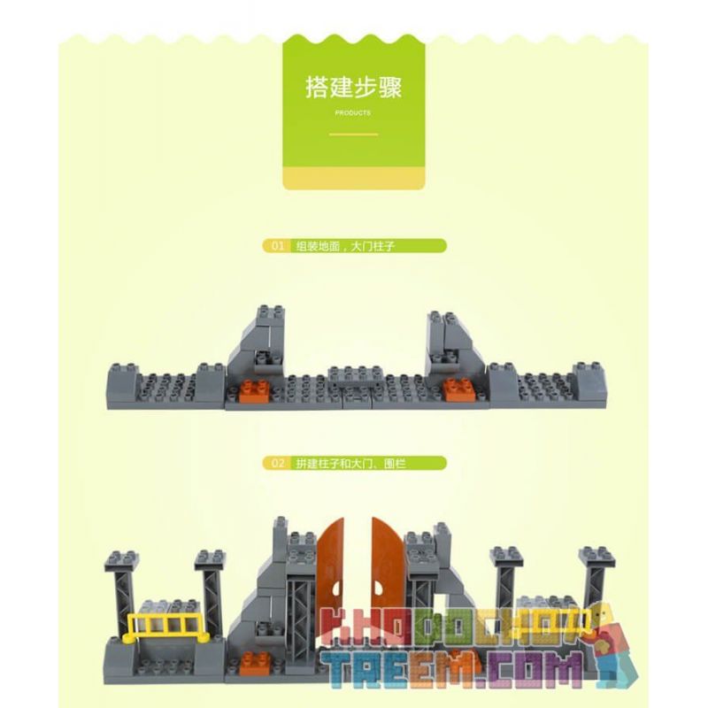 JUN DA LONG TOYS JDLT 5072A Xếp hình kiểu    Dinosaur World Thế Giới Khủng Long 141 khối