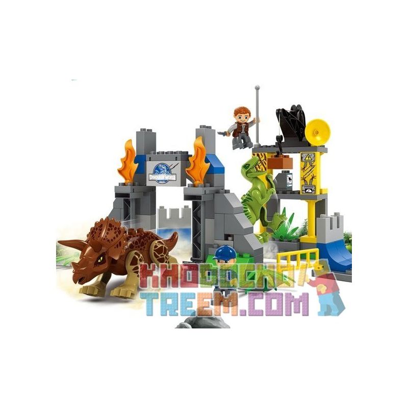 JUN DA LONG TOYS JDLT 5076A Xếp hình kiểu Lego Duplo DUPLO Dinosaur World Chiến Đấu Bầy Khủng Long 106 khối