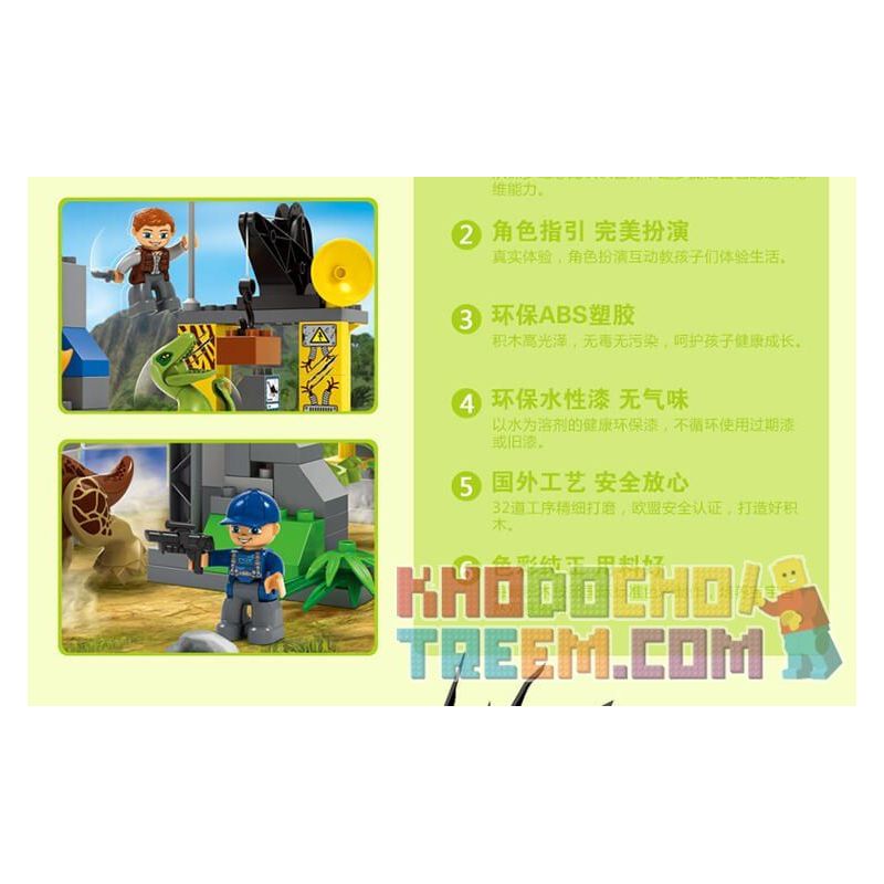 JUN DA LONG TOYS JDLT 5076A Xếp hình kiểu    Dinosaur World Chiến Đấu Bầy Khủng Long 106 khối