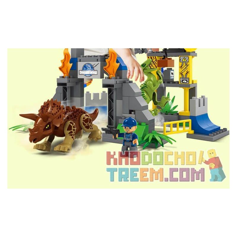 JUN DA LONG TOYS JDLT 5076A Xếp hình kiểu    Dinosaur World Chiến Đấu Bầy Khủng Long 106 khối