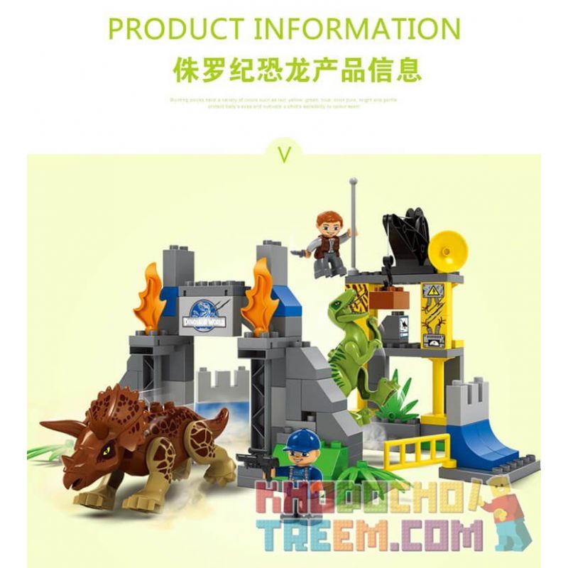 JUN DA LONG TOYS JDLT 5076A Xếp hình kiểu    Dinosaur World Chiến Đấu Bầy Khủng Long 106 khối