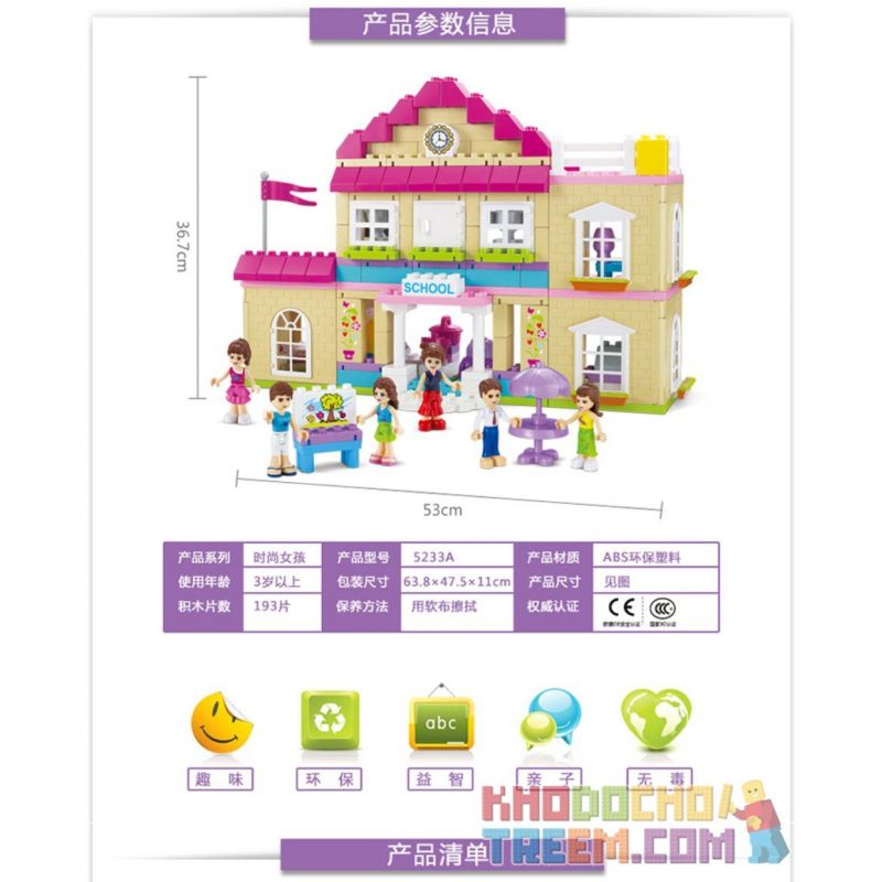 JUN DA LONG TOYS JDLT 5233A Xếp hình kiểu     At Campus Khuôn Viên Trường Học Của Những Người Bạn 193 khối