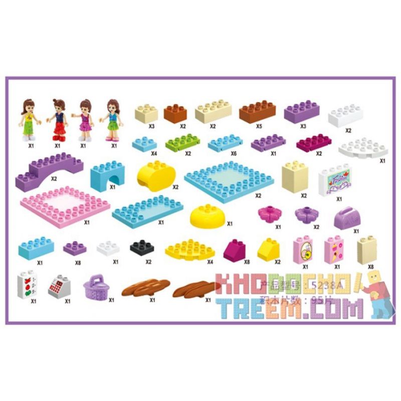 JUN DA LONG TOYS JDLT 5238A Xếp hình kiểu    Going To Supermarket Học Nấu Ăn Cùng Các Cô Gái 95 khối