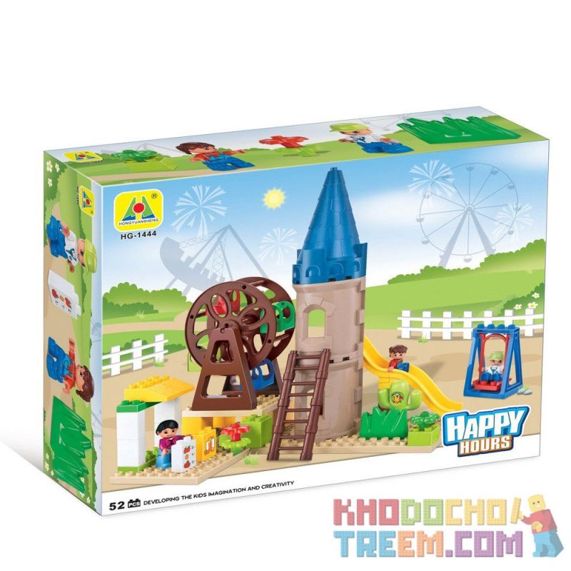 Hystoys HongYuanSheng Aoleduotoys HG-1444 Xếp hình kiểu LEGO Duplo Playground Set with Storage khu vui chơi thiên đường 52 khối Hystoys HongYuanSheng Aoleduotoys HG-1444 Xếp hình kiểu LEGO Duplo Playground Set with Storage khu vui chơi thiên đường 52 khối
