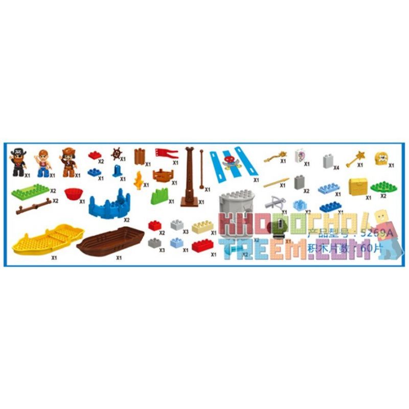 JUN DA LONG TOYS JDLT 5269A Xếp hình kiểu    Pirate's Ship Con Tàu Hải Tặc 60 khối