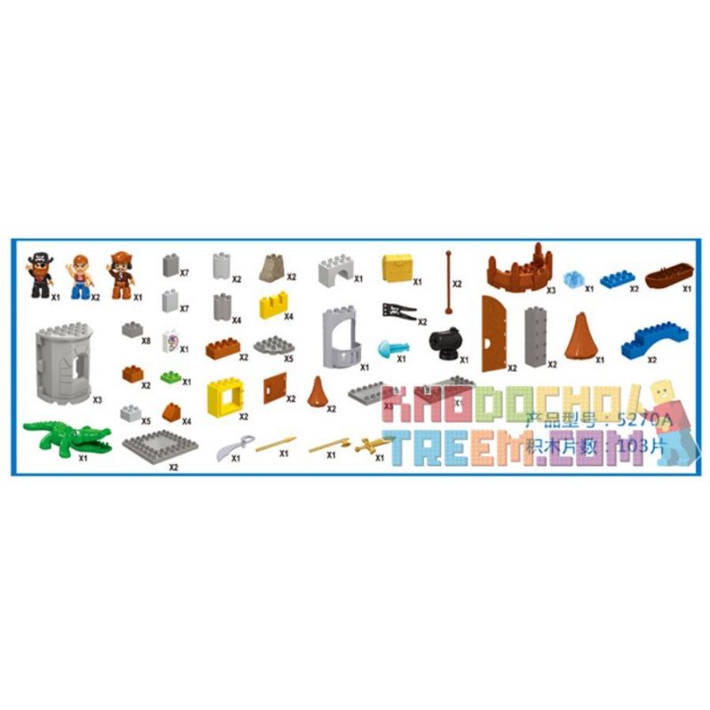 JUN DA LONG TOYS JDLT 5270A Xếp hình kiểu    Siege Of Pirate Cuộc Vây Hãm Của Cướp Biển 103 khối