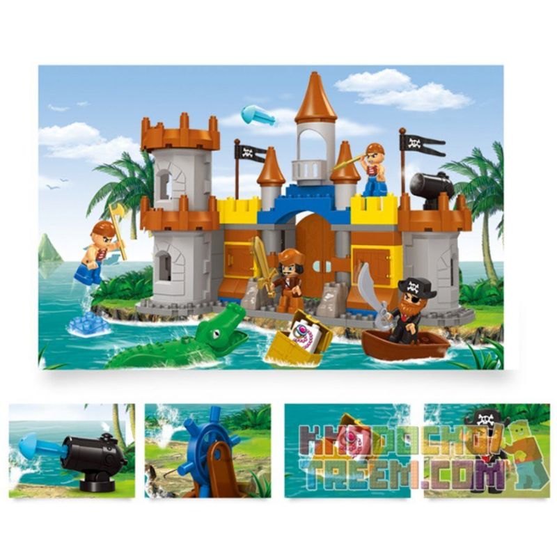 JUN DA LONG TOYS JDLT 5270A Xếp hình kiểu    Siege Of Pirate Cuộc Vây Hãm Của Cướp Biển 103 khối