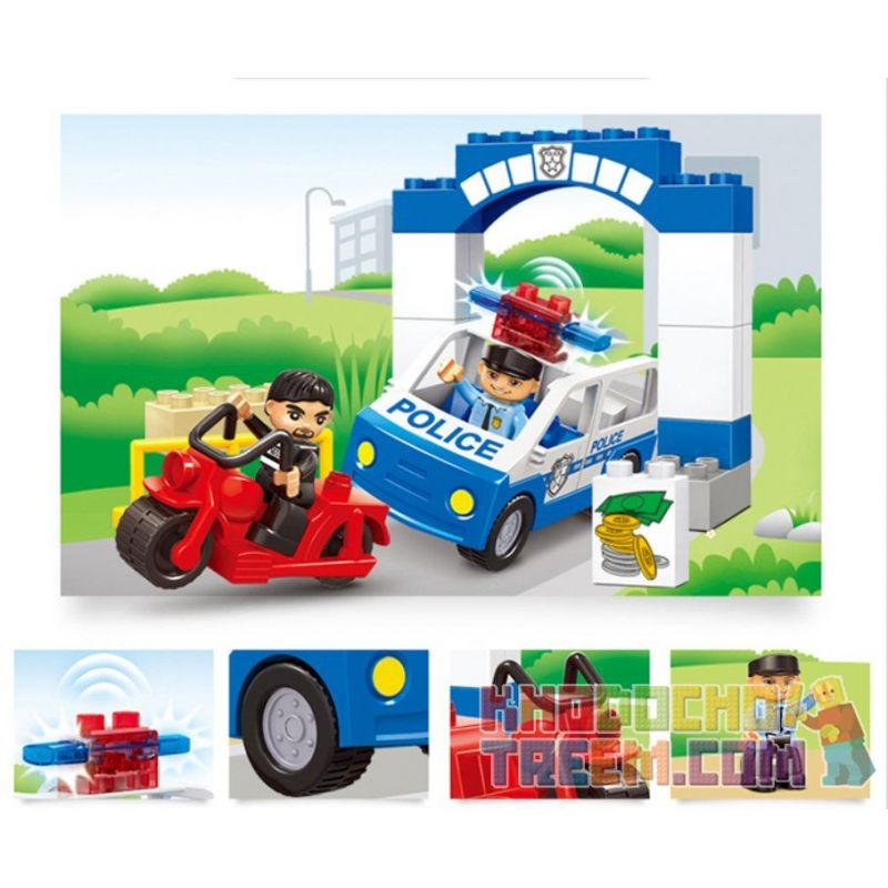 JUN DA LONG TOYS JDLT 5130A Xếp hình kiểu    Hunting Robber Cảnh Sát Truy Lùng Tên Cướp 21 khối