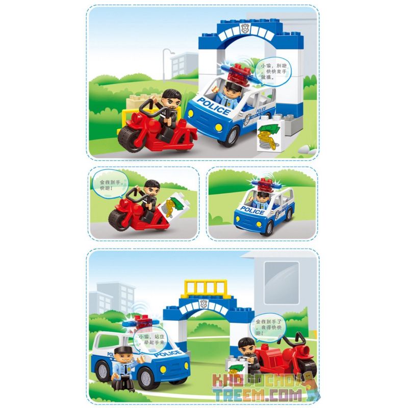 JUN DA LONG TOYS JDLT 5130A Xếp hình kiểu    Hunting Robber Cảnh Sát Truy Lùng Tên Cướp 21 khối