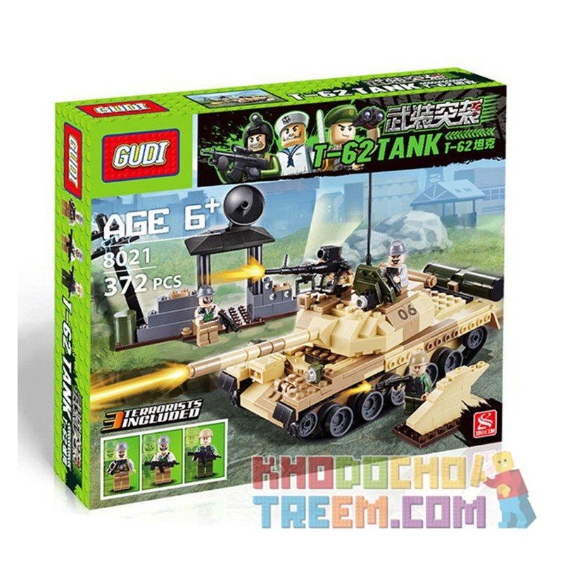 GUDI 600019A Xếp hình kiểu Lego MILITARY ARMY 武装突袭 t62 Armed Raid Series Xe Tăng T-62 Của Liên Xô 372 khối