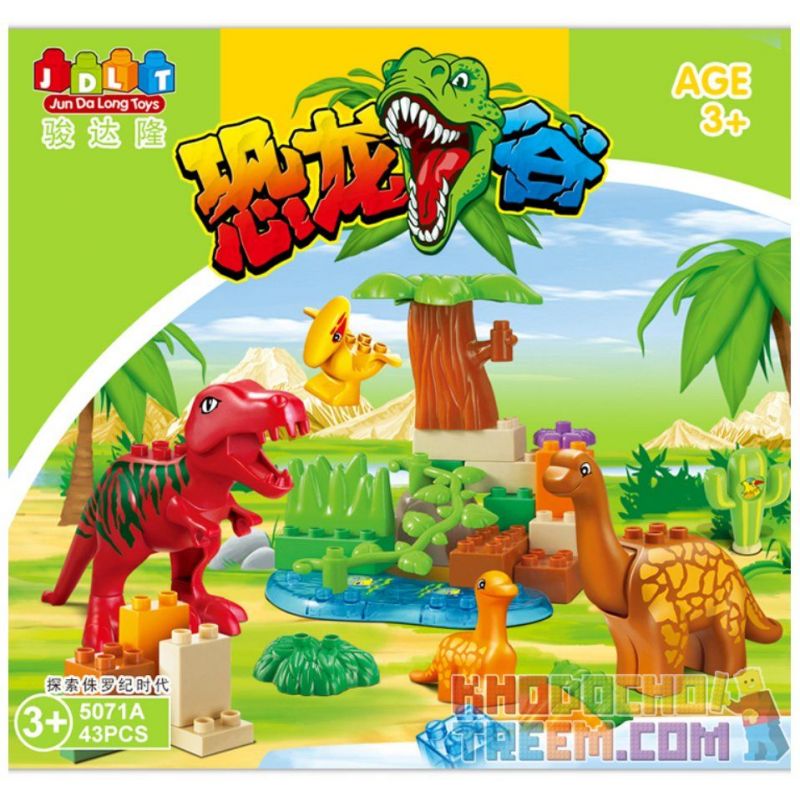 JUN DA LONG TOYS JDLT 5071A Xếp hình kiểu    Jungle Of Dinosaurs Khu Rừng Bí Ẩn Của Khủng Long 43 khối