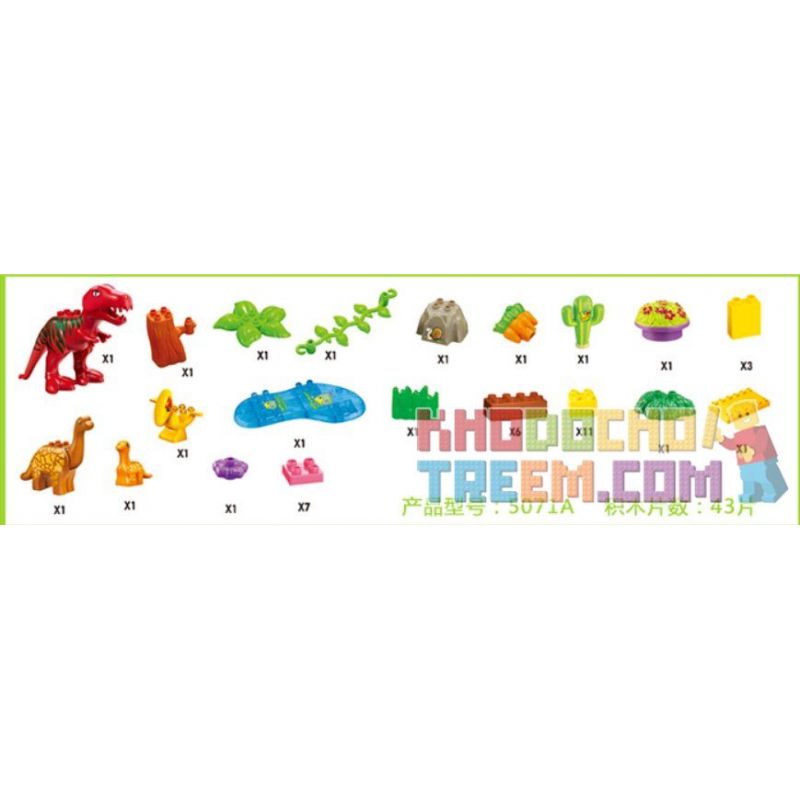 JUN DA LONG TOYS JDLT 5071A Xếp hình kiểu    Jungle Of Dinosaurs Khu Rừng Bí Ẩn Của Khủng Long 43 khối
