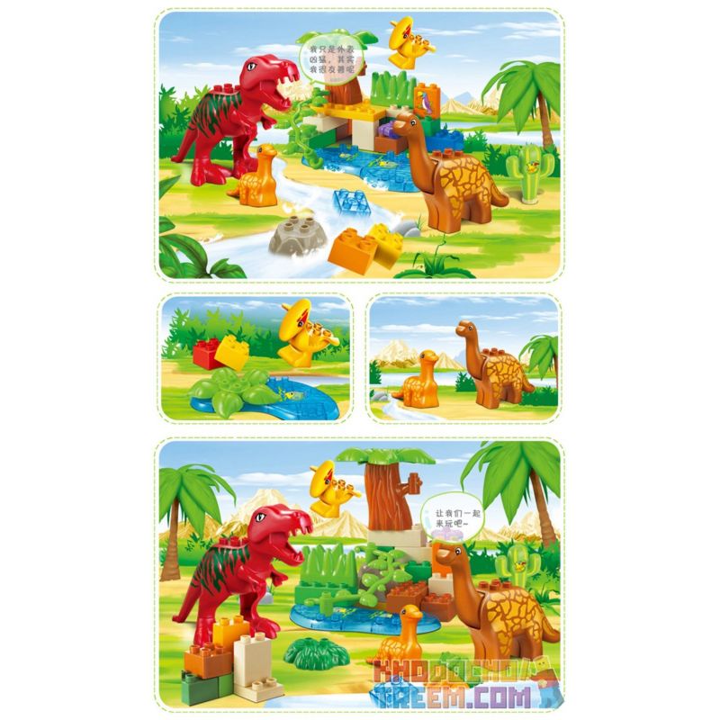 JUN DA LONG TOYS JDLT 5071A Xếp hình kiểu    Jungle Of Dinosaurs Khu Rừng Bí Ẩn Của Khủng Long 43 khối