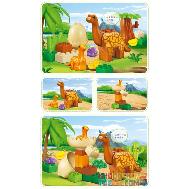 JUN DA LONG TOYS JDLT 5075A Xếp hình kiểu    Family Of Moabosaurus Utahensis Gia Đình Khủng Long Cổ Dài 20 khối